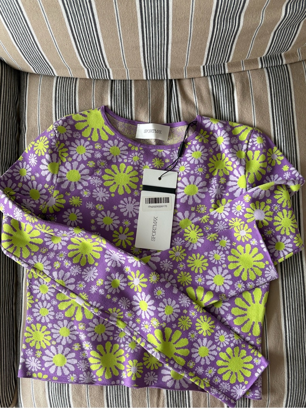 Sportmax Kids Purple and Neon Yellow Floral Rashguard